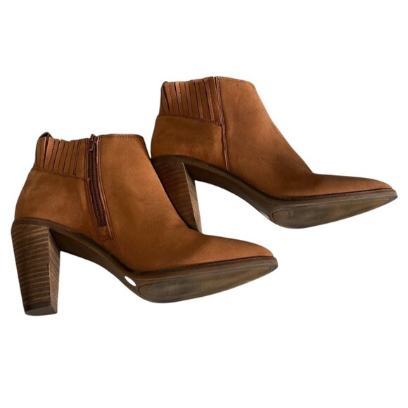 Lucky Brand Nesly Leather Cognac Heeled Western Ankle Booties Womens Size 8M - Picture 10 of 13